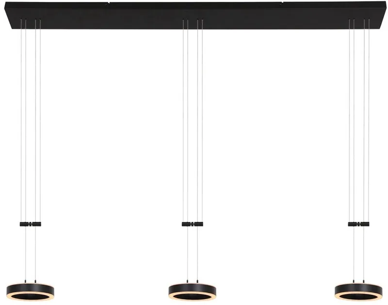Hanglamp Piola 3501ZW 3 lichts Hoogteinstelbaar van Metaal en Kunststof voor Binnen fra Steinhauer i Sort – produktbillede