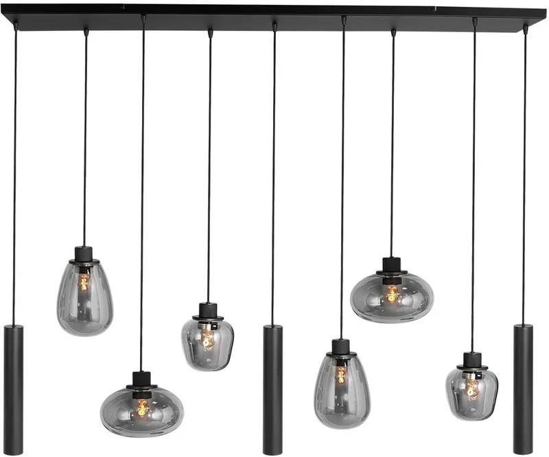 Hanglamp Reflexion 3796ZW met 3 Lichtkokers GU10 - Hoogteinstelbaar, Gemaakt van Glas en Metaal, Ideaal voor Binnen Gebruik fra Steinhauer i Sort – produktbillede
