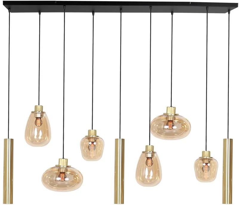Hanglamp Reflexion 3797ME Hoogteinstelbaar Messing 140cm breed met 3 lichtkokers GU10 Steinhauer von Steinhauer in Gold – Produktfoto