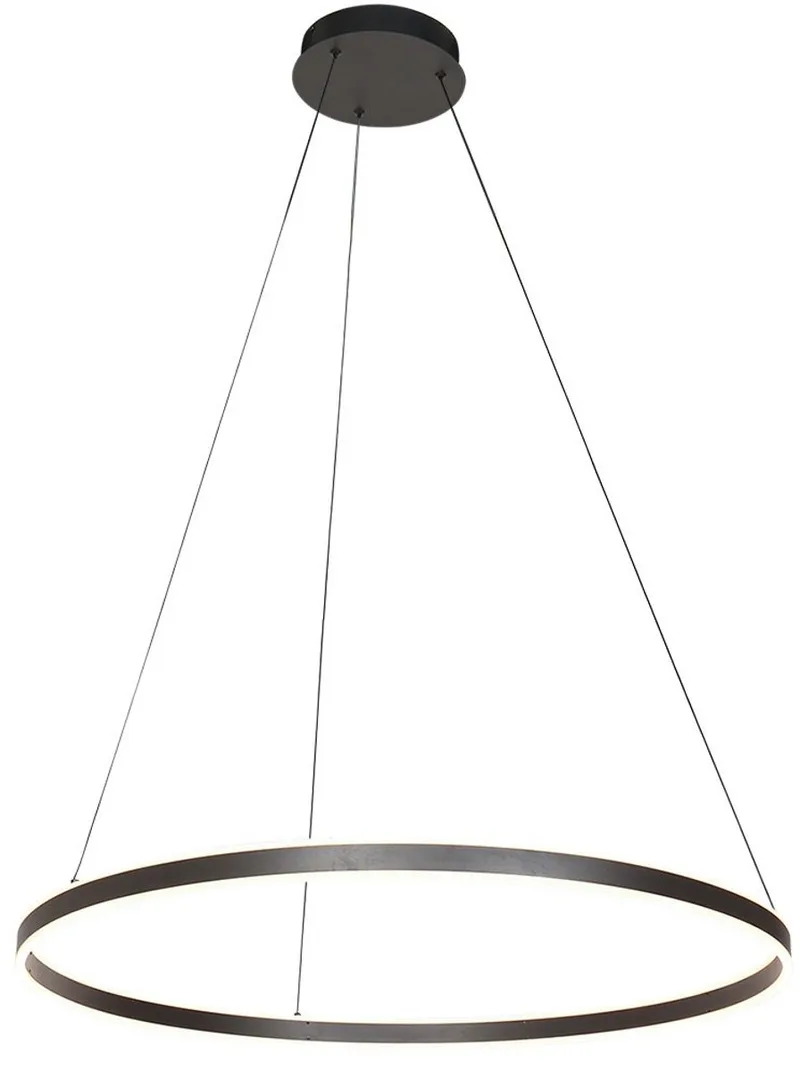 Hanglamp Ringlux 3675ZW met LED ring Ø80, hoogte instelbaar, trendy design, Steinhauer, metaal en kunststof materialen de Steinhauer en Noir – photo produit