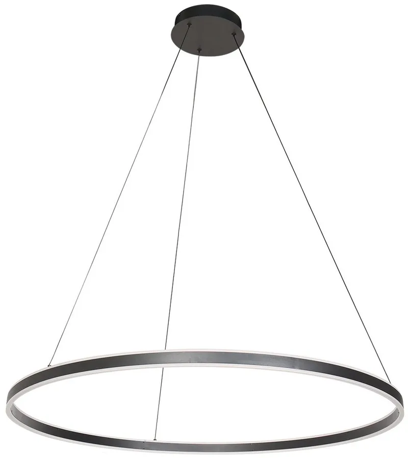 Hanglamp Ringlux 3676ZW – Zwarte LED hanglamp Ø100 cm van metaal en kunststof, hoogte instelbaar van 50-190 cm, modern design, merk Steinhauer de Steinhauer en Noir – photo produit