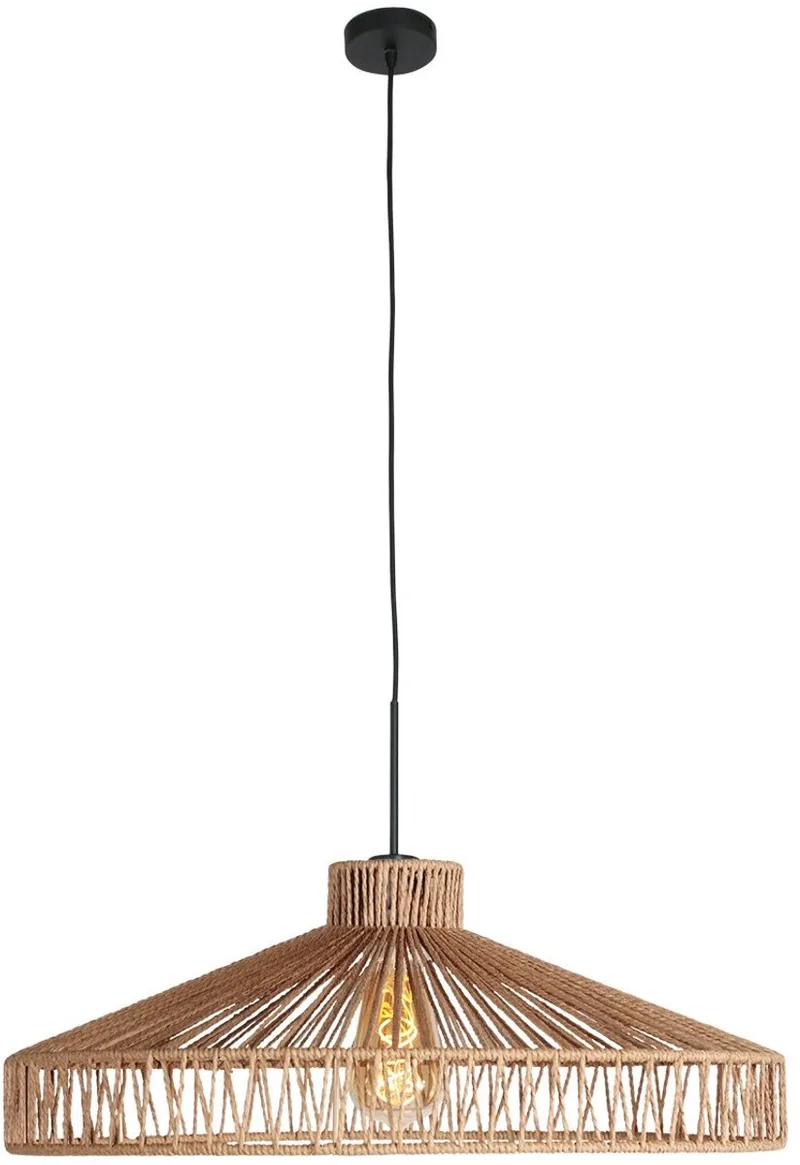 Hanglamp Ropex 4482ZW - Crème touwdesign, hoogte instelbaar, metaal en touw, Steinhauer, trendy stijl, ideaal voor binnengebruik de Steinhauer en Crème – photo produit