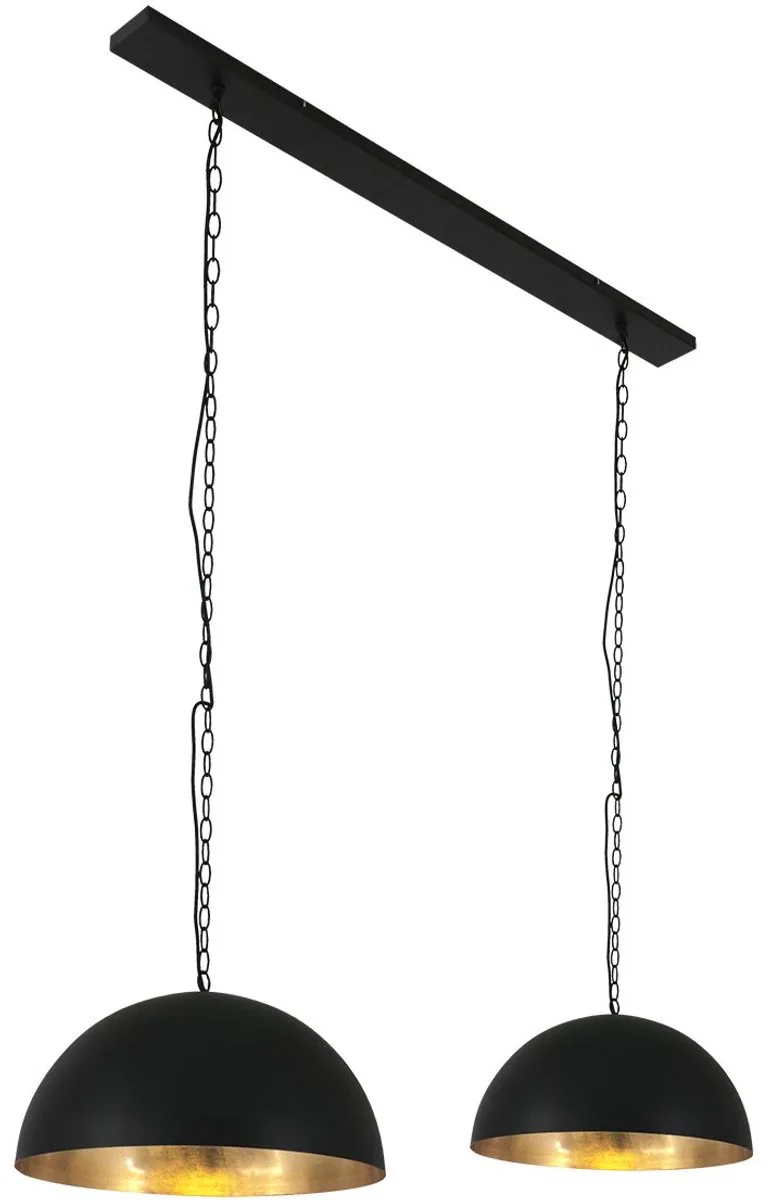 Hanglamp Semicirkel 2556ZW Zwart 2 Lichtpunten - Metalen Hanglamp met Goudkleurige Binnenkant, In Hoogte Verstelbaar, Steinhauer - Industrieel Design de Steinhauer en Or, Noir – photo produit