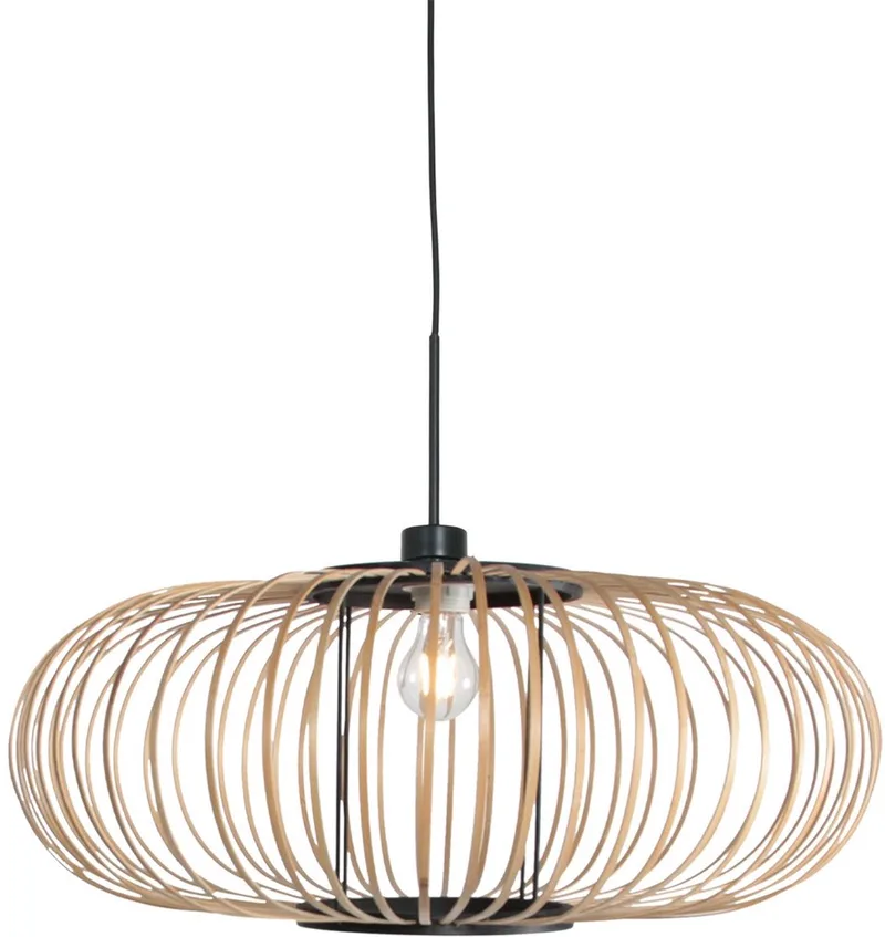 Hanglamp Silva 4480ZW – trendy bamboe Ø60cm met E27 fitting, hoogte instelbaar, crème en zwart, merk Anne Light Home by Steinhauer in Cream – product photo