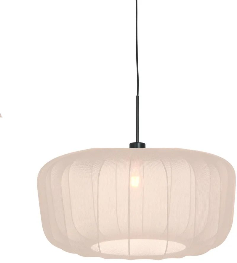 Hanglamp Sparkled Light Zwart Metaal/Textiel Hoogte-instelbaar 3602ZW + K41931S de Steinhauer en Beige, Crème, Noir – photo produit