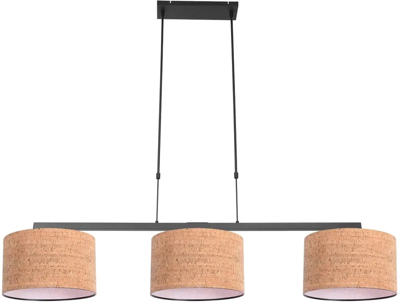 Hanglamp Stang Hoogteinstelbaar Kurk Metaal 3457ZW + K7396FS Eigentijds Binnen de Steinhauer en Noir – photo produit