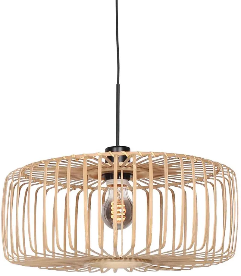 Hanglamp Steinhauer BreezaBeach 4152ZW - Natuurlijk bamboe kap 50cm diameter, hoogte 21cm, hoogte-instelbaar, trendy binnenverlichting fra Steinhauer i Beige, Sort – produktbillede