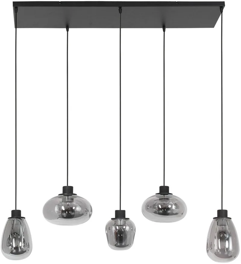 Hanglamp Steinhauer Reflexion 3078ZW 100cm Breed, Glas en Metaal, In Hoogte Verstelbaar, Voor BinnenGebruik från Steinhauer i Svart – produktbild
