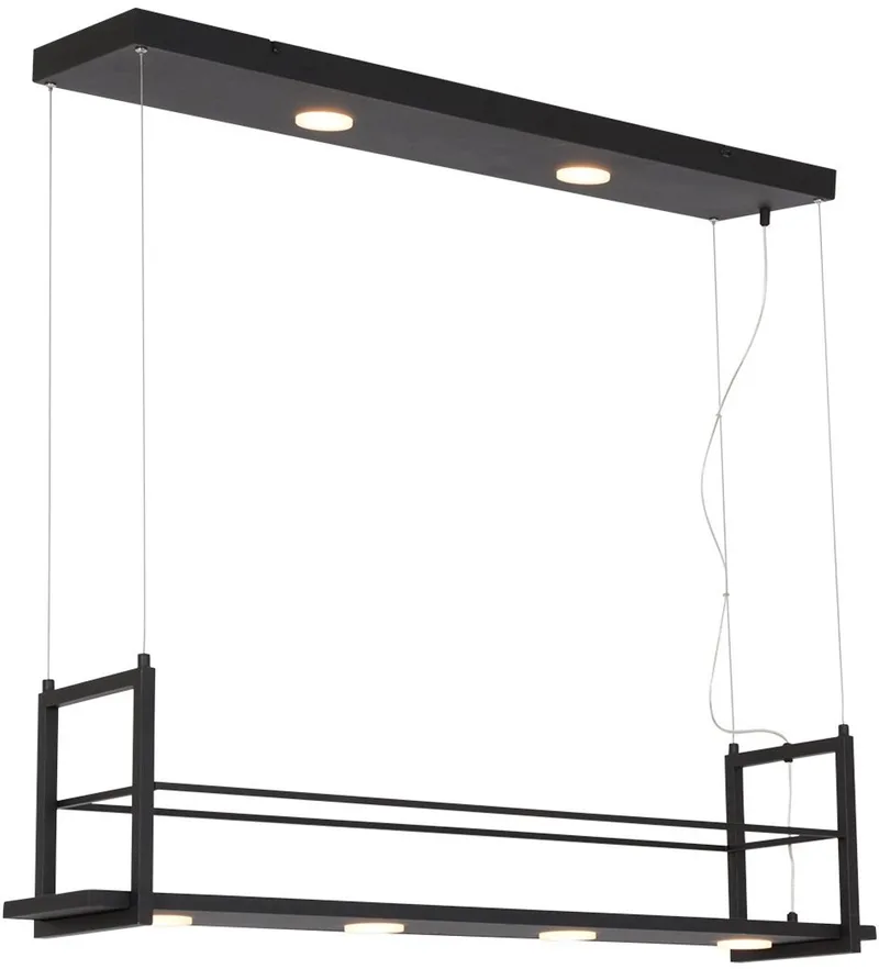 Hanglamp Steinhauer Tor 3298ZW – Zwarte moderne designlamp van metaal en kunststof, hoogte instelbaar van 40 tot 150 cm, ideaal voor binnengebruik von Steinhauer in Schwarz – Produktfoto
