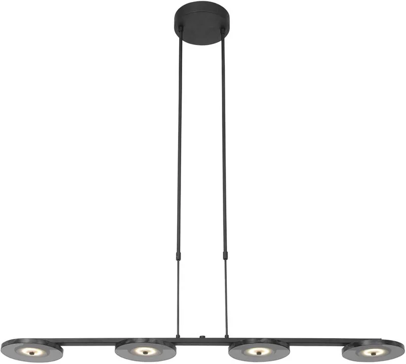 Hanglamp Steinhauer Turound 3512ZW 4-lichts Hoogte Verstelbaar Metaal en Glas 120 cm Binnen Modern fra Steinhauer i Sort – produktbillede