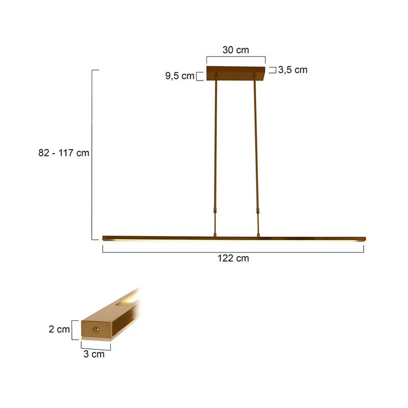 Hanglamp Zelena, lengte 122cm, metaal, CCT von Steinhauer in Bronze – Produktfoto
