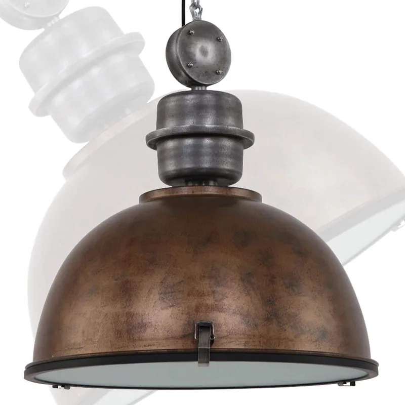 Industriele hanglamp rond | bruin roest | eetkamer woonkamer | E27 | dimbaar | Bikkel de Steinhauer – photo produit 1 sur 3