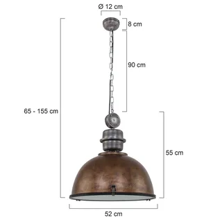 Industriele hanglamp rond | bruin roest | eetkamer woonkamer | E27 | dimbaar | Bikkel de Steinhauer – photo produit 3 sur 3