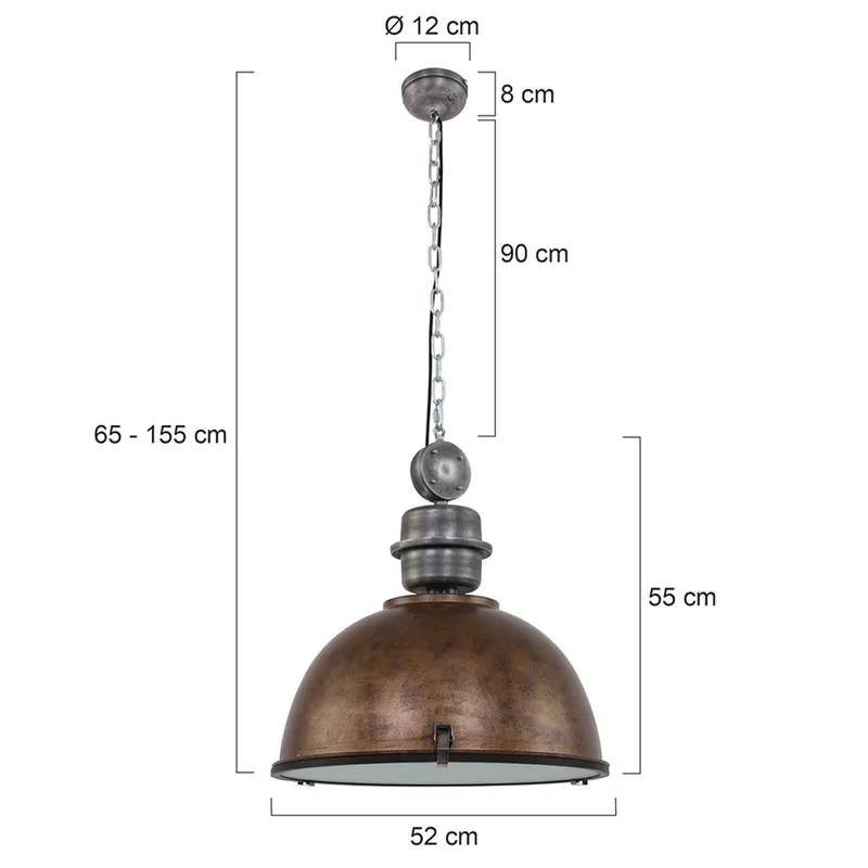 Industriele hanglamp rond | bruin roest | eetkamer woonkamer | E27 | dimbaar | Bikkel de Steinhauer – photo produit 3 sur 3
