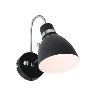 Industriële wandlamp Spring | draaibaar en kantelbaar | staal / zwart mat, chroom | Ø 12,5 cm | h17 de Steinhauer – photo produit 1 sur 3