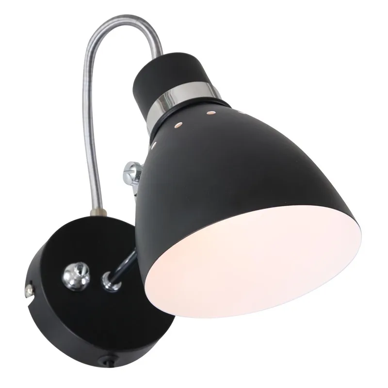 Industriële wandlamp Spring | draaibaar en kantelbaar | staal / zwart mat, chroom | Ø 12,5 cm | h17 de Steinhauer – photo produit 3 sur 3