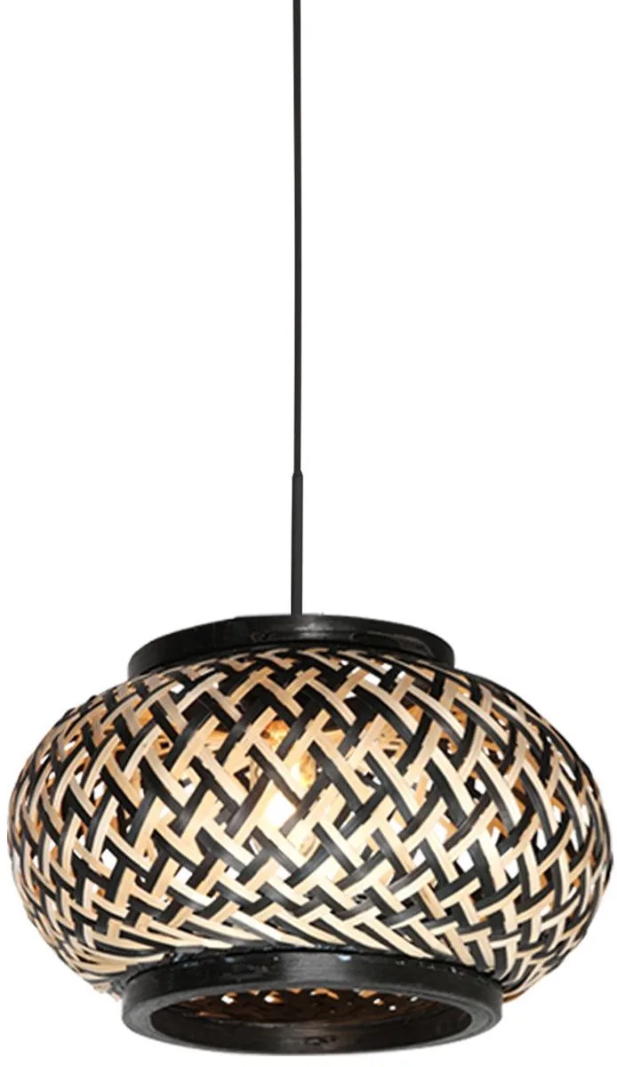 Nox Light 4538ZW – compacte hanglamp van bamboe en metaal, hoogte verstelbaar van 50 tot 135 cm, Steinhauer de Steinhauer en Beige, Noir – photo produit