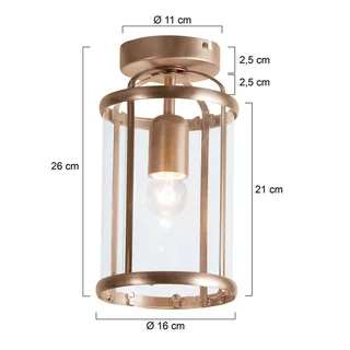 Plafondlamp | 16 cm | pimpernel | E27 | brons | glas en metaal | klassieke landelijke fra Steinhauer – produktbillede 3 af 3