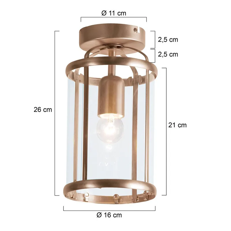Plafondlamp | 16 cm | pimpernel | E27 | brons | glas en metaal | klassieke landelijke fra Steinhauer – produktbillede 3 af 3