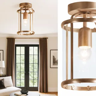 Plafondlamp | 16 cm | pimpernel | E27 | brons | glas en metaal | klassieke landelijke fra Steinhauer – produktbillede 2 af 3