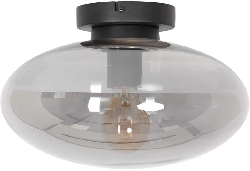 Plafondlamp Reflexion 3388ZW 30cm met glas en metalen bevestiging by Steinhauer in Black – product photo