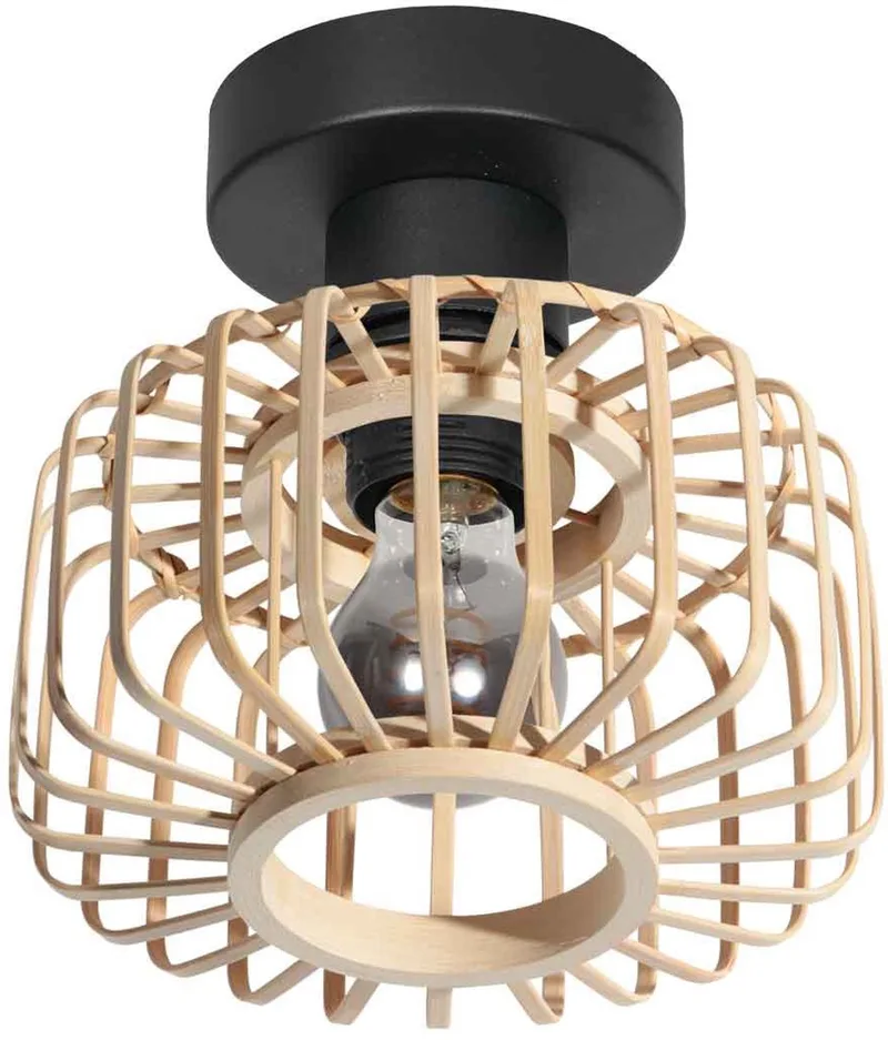 Plafondlamp Steinhauer Breeza-Beache 4147ZW natuur- en zwart bamboe Ø20cm trendy binnenverlichting von Steinhauer in Beige – Produktfoto
