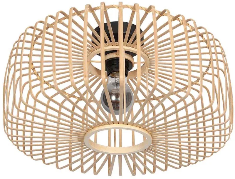 Plafonnier Breeza-Beache 4145ZW met bamboe kap Ø 50cm - naturel en zwart fra Steinhauer i Beige – produktbillede