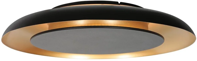 Plafonnière Golden Veil 4732ZW van Steinhauer, metaal, 60 cm, luxe zwart en gouden afwerking, dimbaar met geïntegreerde LED-verlichting, ideaal voor binnengebruik. de Steinhauer en Or, Noir – photo produit