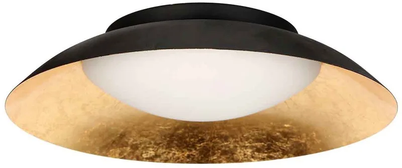 Plafonnière Zwart met Gouden Details, 3-staps Dimbaar, Kunststof en Metaal - Brotke 4127ZW från Steinhauer i Guld, Svart – produktbild