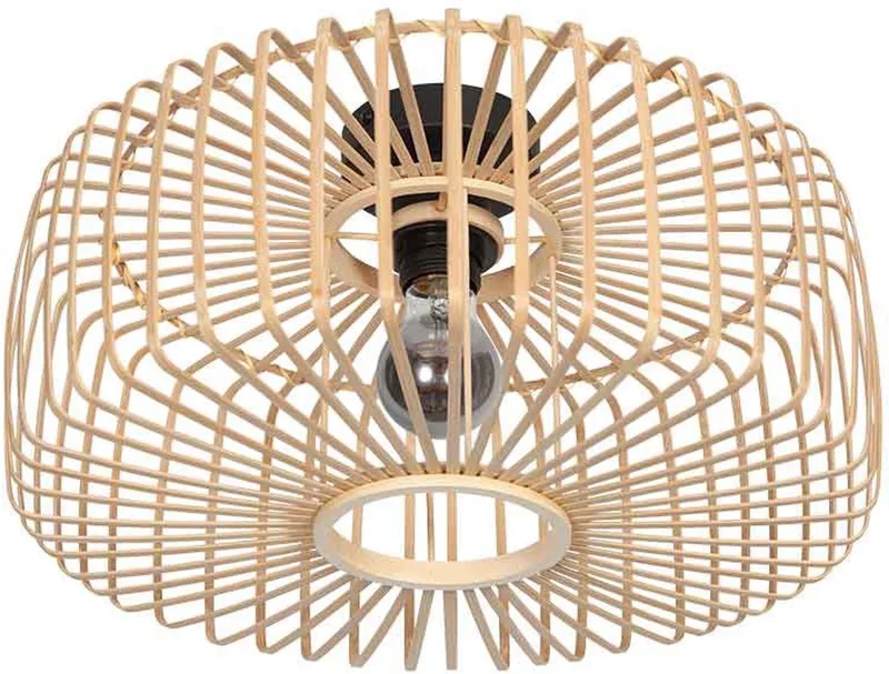 Plafonnieres Breeza-Beache 4146ZW natuur kleur met bamboe kap Ø40cm en metalen basis de Steinhauer en Beige – photo produit