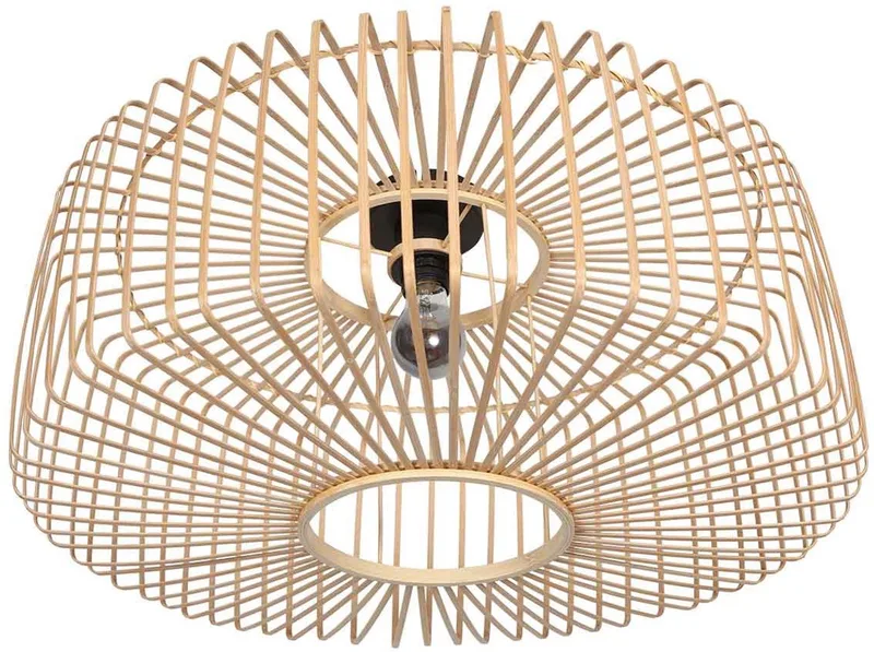 Plafonnieres Naturelkleurige plafondlamp Breeza-Beache 4144ZW met bamboe kap Ø 60cm en zwarte metalen basis by Steinhauer in Beige – product photo
