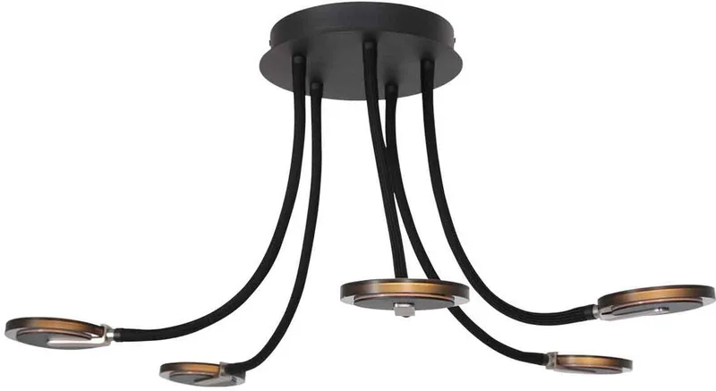 Plafonnieres Turound 3376ZW - Draaibaar en kantelbaar, van glas en metaal, Ø 91,5 cm, Steinhauer de Steinhauer en Noir – photo produit