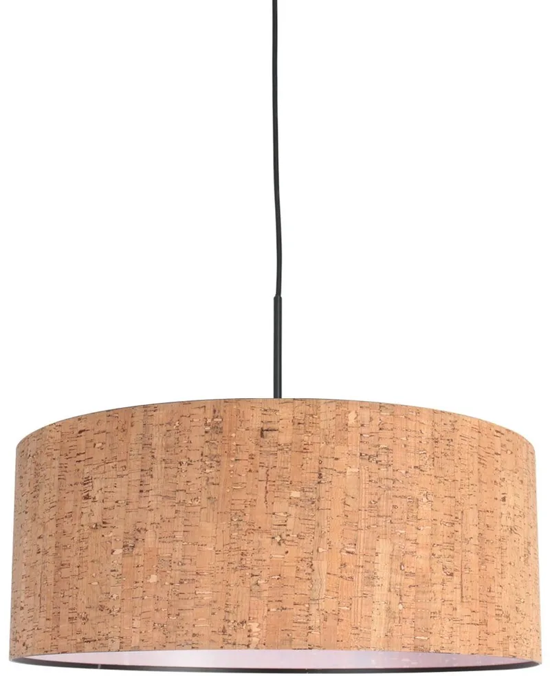 Sparkled Light 4337ZW hanglamp – zwart metalen armatuur met natuurlijke kurken kap, hoogte verstelbaar van 30 tot 145 cm, Steinhauer de Steinhauer en Beige, Noir – photo produit