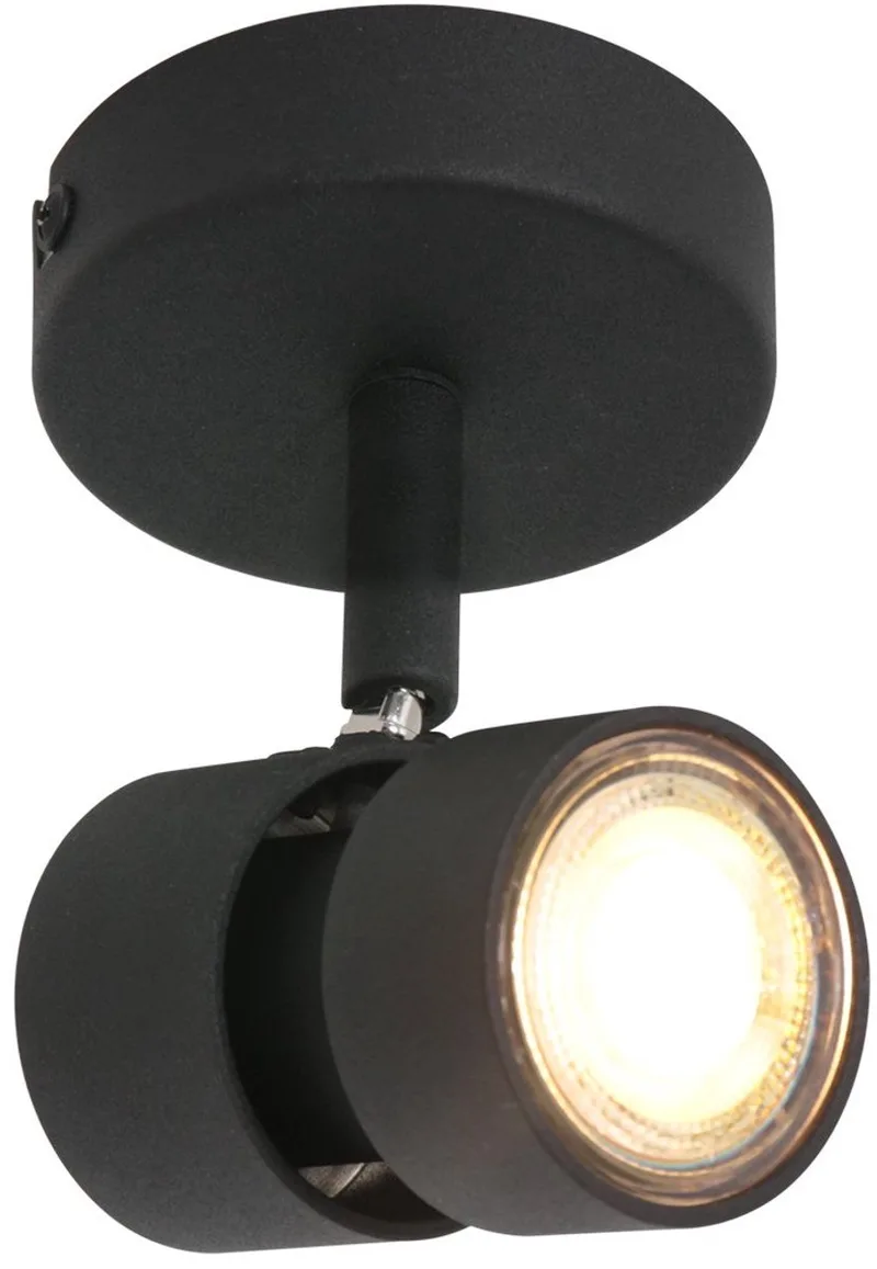 Spot Natasja 7901ZW zwarte 1-lichts spot van metaal met dimbare GU10 lichtbron, modern en draaibaar, geschikt voor binnen gebruik, Steinhauer fra Steinhauer i Sort – produktbillede