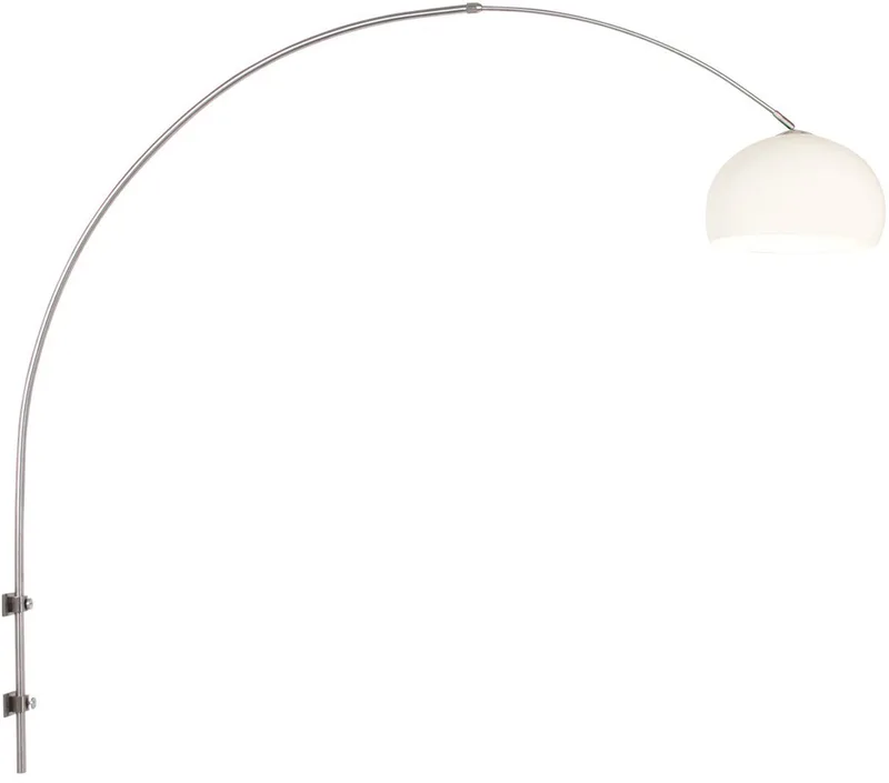 Staalkleurige wandlamp Sparkled Light 8200ST, modern klassiek met witte kunststof bolkap, 145 cm hoog, draaibaar en uitschuifbaar, Steinhauer von Steinhauer in Grau – Produktfoto