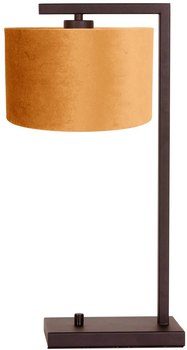 Stang 4884CA Cacao Tafellamp met Goud Velours Kap - Metaal, 51cm Hoog en 20cm Diep, Kantelbaar, Trendy Design voor Binnengebruik von Steinhauer in Braun, Gold – Produktfoto