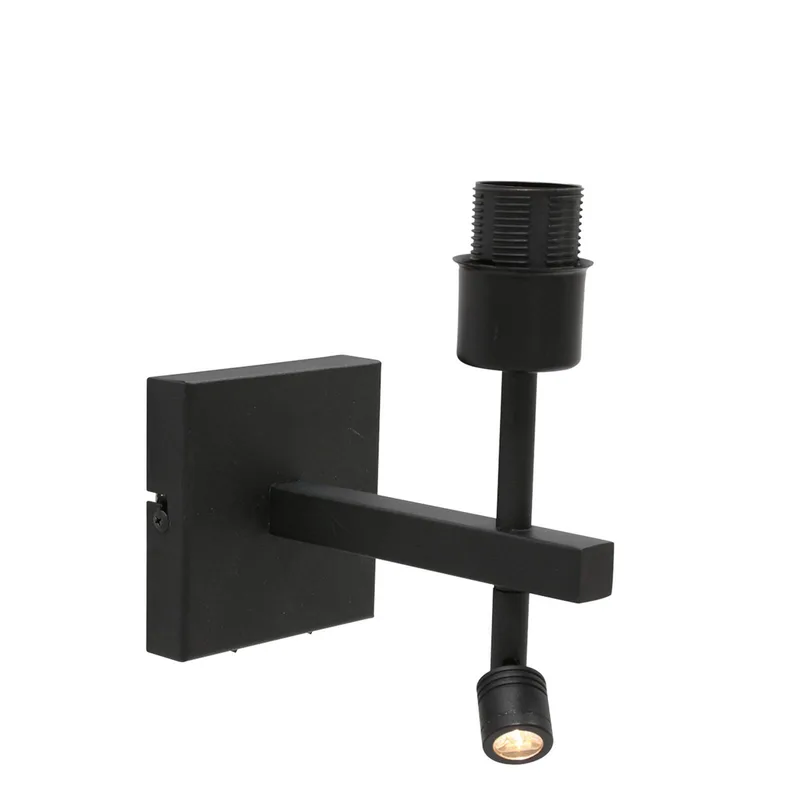 Stang wandlamp, LED leeslampje, natuurlijk vlechtwerk fra Steinhauer i Sort, Natuurlijk – produktbillede