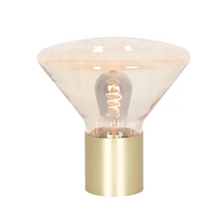 Tafellamp | 26 cm | ambiance | E27 | amber/goudkleurig glas en messing | glas, metaal | art deco de Steinhauer – photo produit 1 sur 3