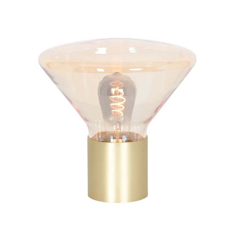 Tafellamp | 26 cm | ambiance | E27 | amber/goudkleurig glas en messing | glas, metaal | art deco de Steinhauer – photo produit 1 sur 3