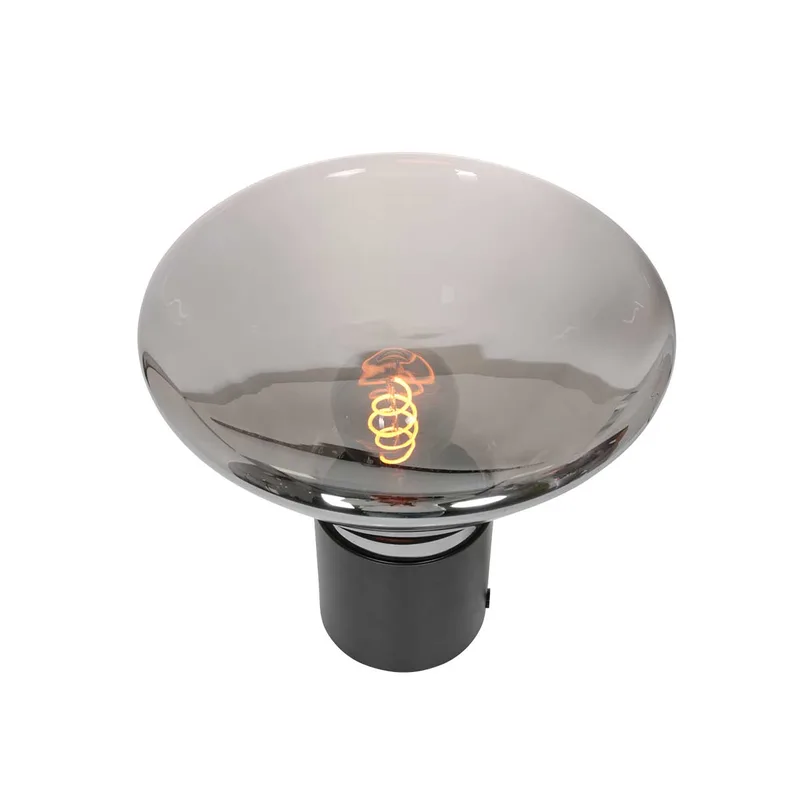 Tafellamp | 26 cm | ambiance | E27 | smoke glas | zwart metaal | retro art deco de Steinhauer – photo produit 3 sur 3