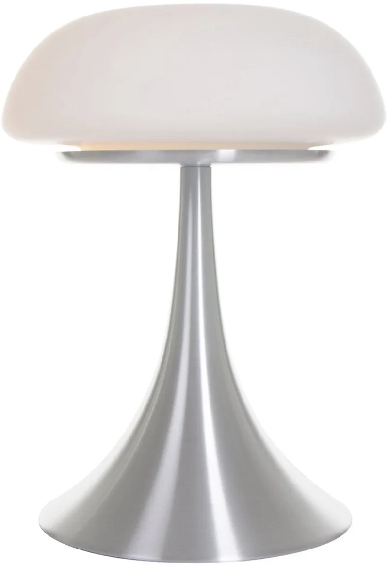 Tafellamp Ancilla 5557ST moderne stalen lamp met wit glas, hoogte 39 cm en diameter 30 cm, Steinhauer by Steinhauer in Silver – product photo