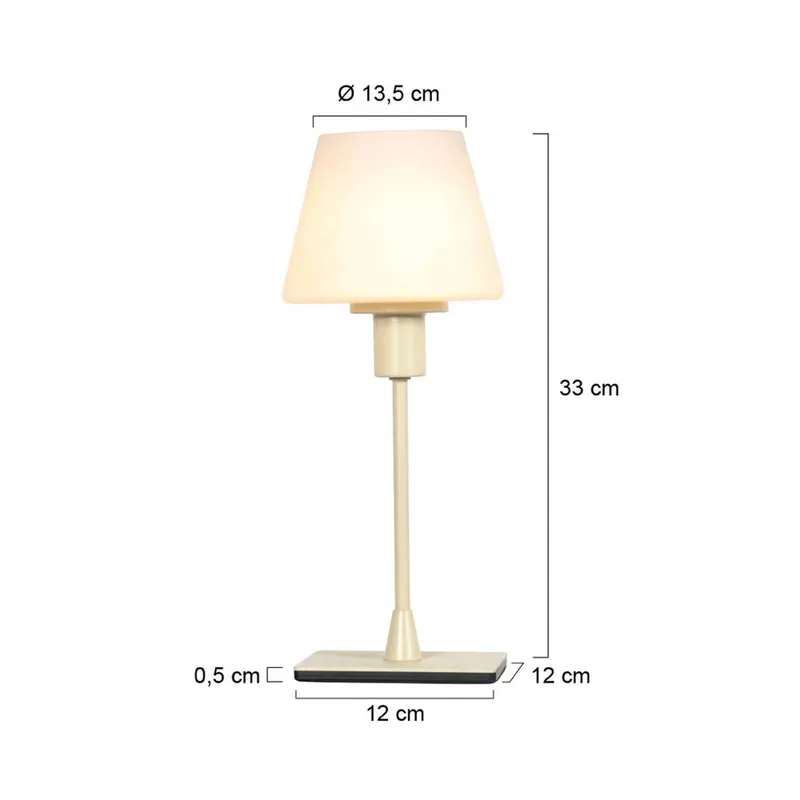 Tafellamp Ancilla, crèmekleurig, hoogte 33 cm, metaal, glas, E14 von Steinhauer in Creme, Weiß – Produktfoto