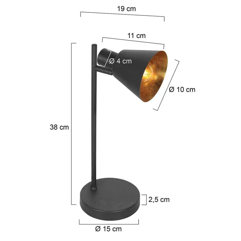 Tafellamp Oeroe, 1-lamp, metaal, E14 van Steinhauer in Zwart – productfoto