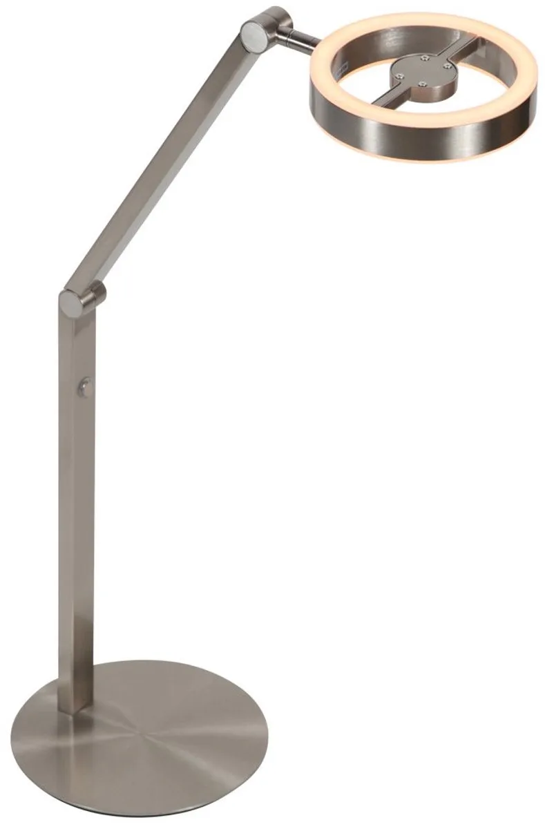 Tafellamp Ringlux 4139ST van Steinhauer - Elegante lamp van geborsteld staal, hoogte verstelbaar van 40 tot 75 cm, met dubbele LED-verlichting en touchdimmer. von Steinhauer in Silber – Produktfoto