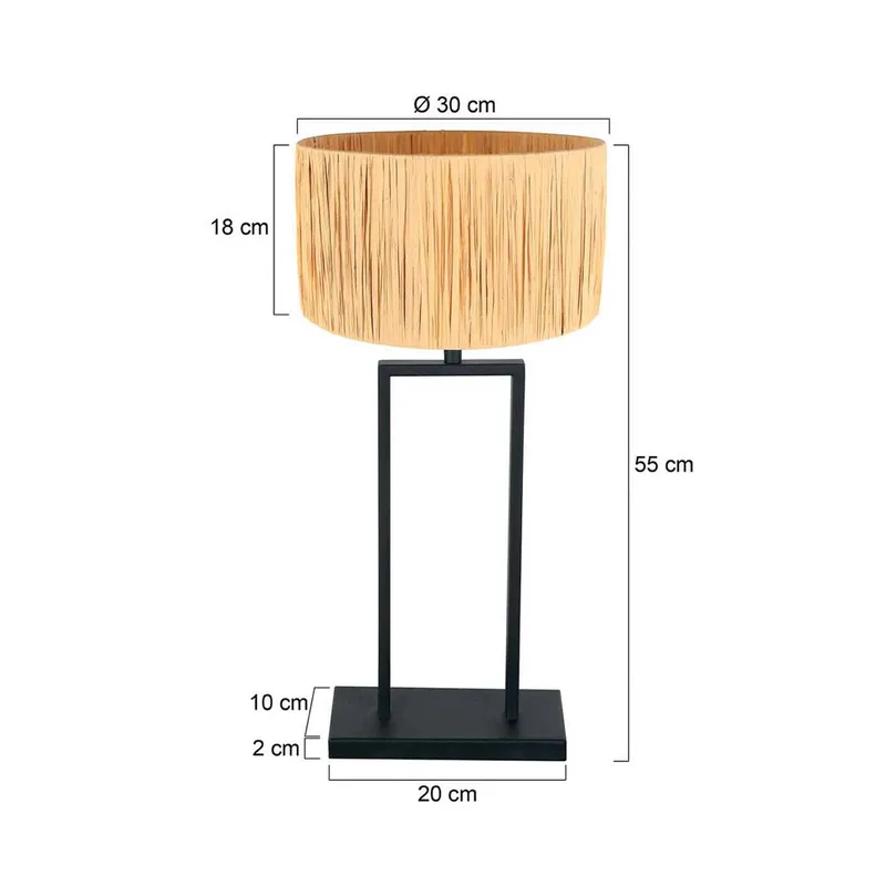 Tafellamp Stang 3857ZW, zeegras, zwart/naturel, H. 55 cm fra Steinhauer i Sort, Natur – produktbillede