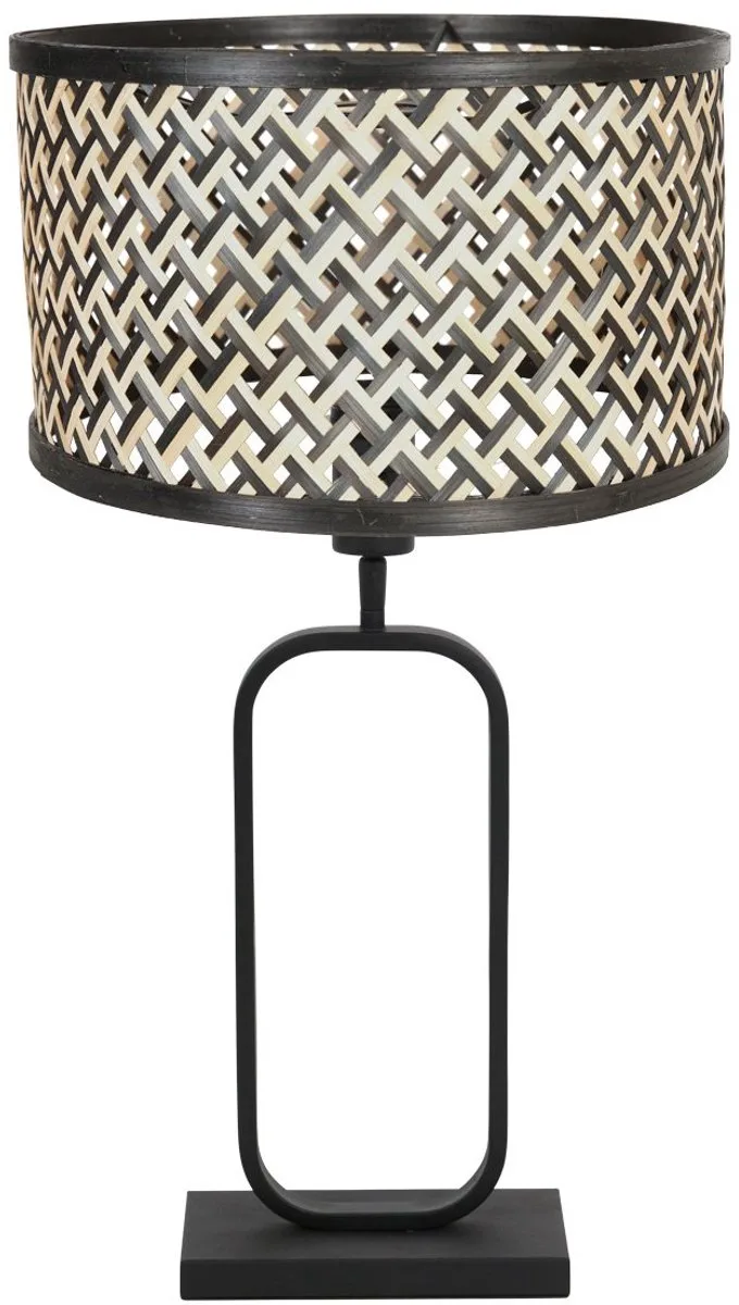 Tafellamp Stang 4804ZW met kantelbare bamboe kap, 47 cm hoog, modern ontwerp, zwart met beige accenten, merk Steinhauer från Steinhauer i Beige, Svart – produktbild