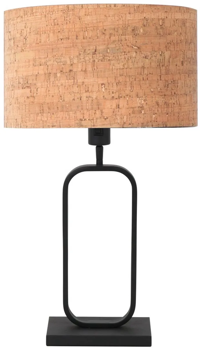 Tafellamp Stang 4805ZW met kantelbare fitting van kurk en metaal, hoogte 47 cm, rechthoekige voet 15x30 cm, Steinhauer, modern design, kleur zwart en beige från Steinhauer i Beige, Svart – produktbild