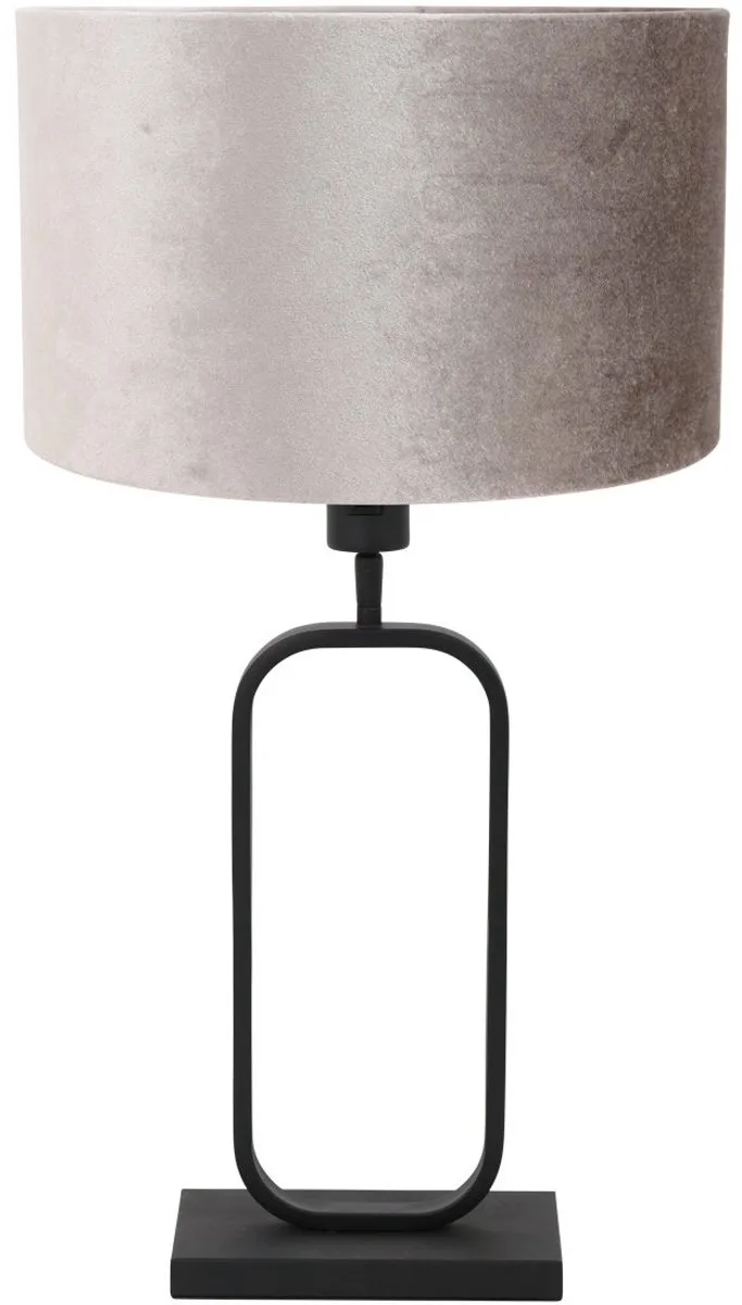 Tafellamp Stang 4806ZW met grijze velours kap, 47 cm hoog en 30 cm breed, modern ontwerp, metaal en stof, merk Steinhauer, kantelbare fitting voor sfeerlicht van Steinhauer in Grijs – productfoto