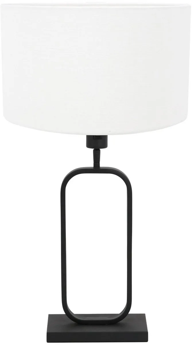 Tafellamp Stang 4809ZW - Metaal en Wit Linnen - Modern Design von Steinhauer in Schwarz – Produktfoto