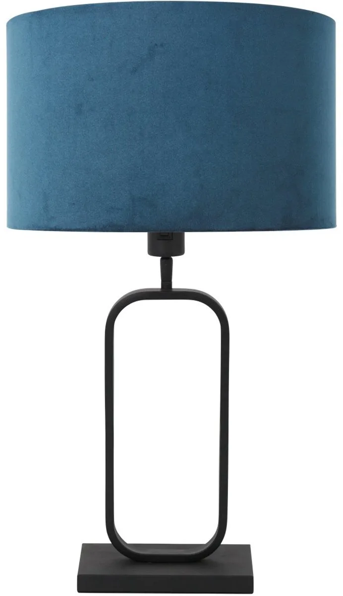 Tafellamp Stang 4812ZW met blauwe velours kap en kantelbare fitting, zwart armatuur, hoogte 47 cm, merk Steinhauer från Steinhauer i Blå, Svart – produktbild